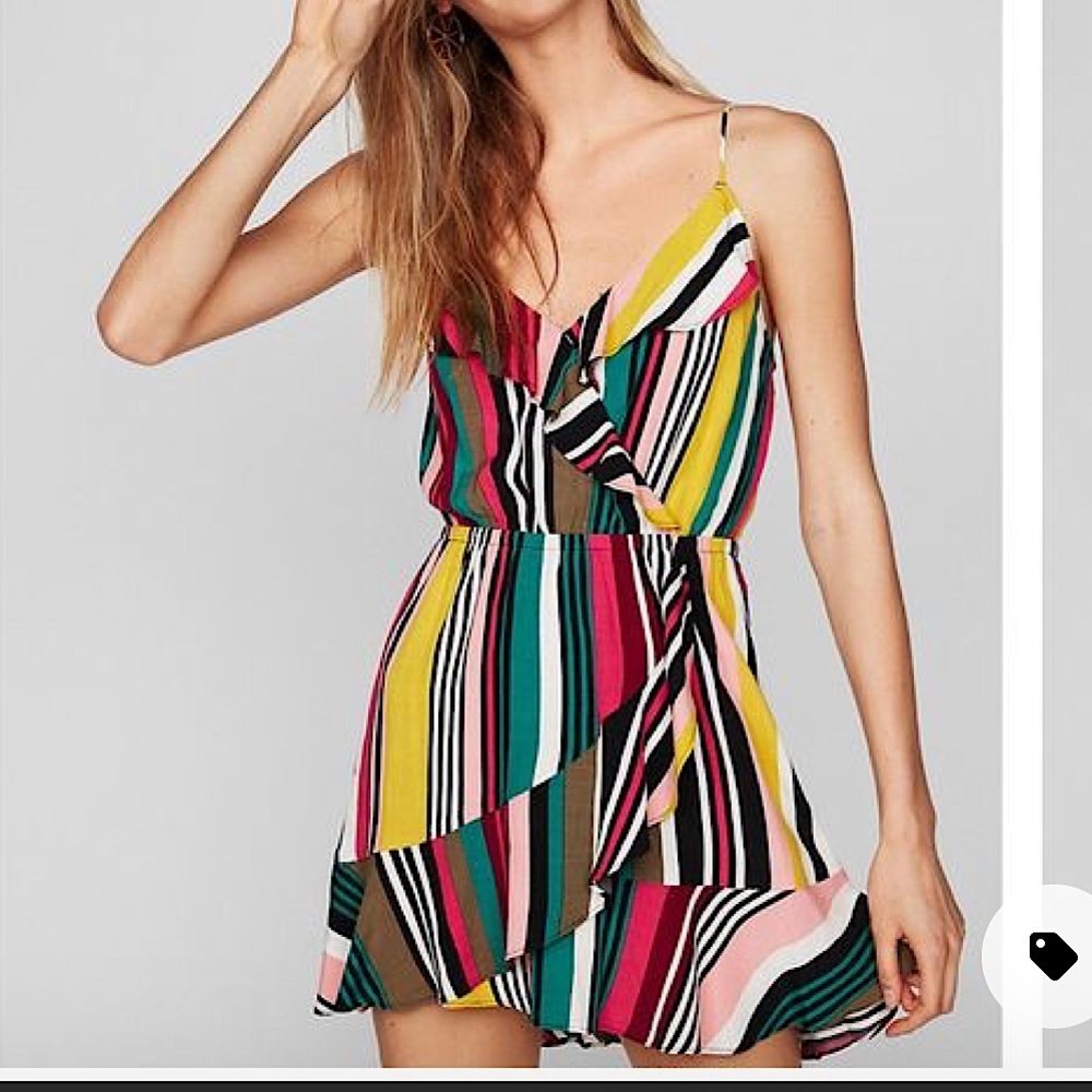 Express multi ruffle wrap cami dress size S